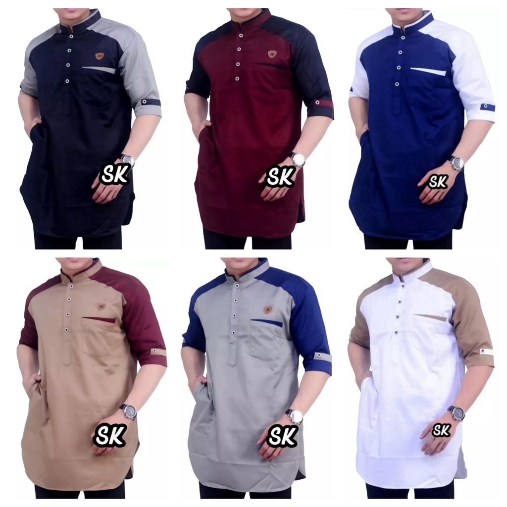 Baju Koko Kurta Dewasa Lengan 3/4 Bahan Toyobo Import Adem Serap Keringat