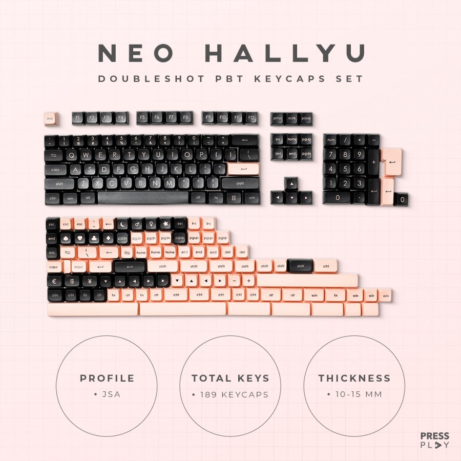 Press Play Neo Hallyu PBT Keycaps 189 set JSA Profile