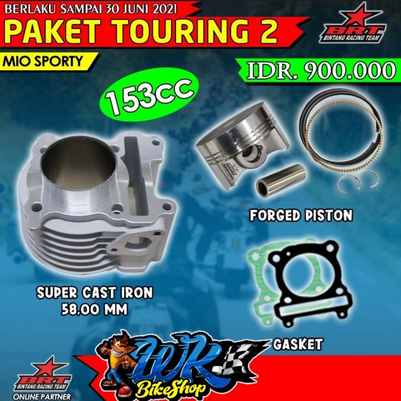 BLOK MIO SPORTY +PISTON 58.00mm CASTING IRON(PAKET BORE UP MIO SPORTY)