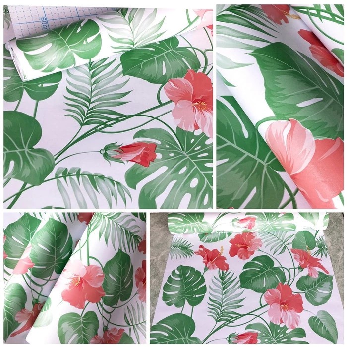 Wallpaper Sticker Dinding Motif Daun Ukuran Panjang 10Meter x Lebar 45Cm