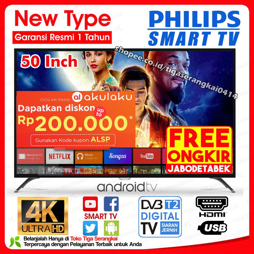 Philips Led Digital Smart Tv 50 Inch 50put6002s 70 Free Ongkir Jabodetabek Shopee Indonesia