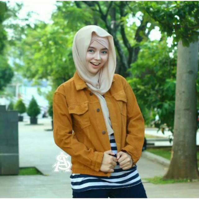 Jaket Jeans CROP Cewek Mustard Warna Warni