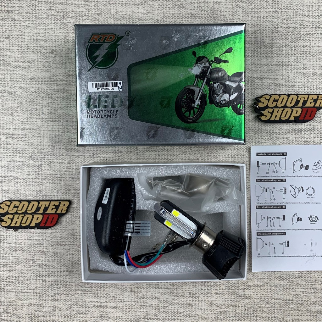 Lampu LED 4 Sisi RTD Putih + Lampu Senja Biru Universal Vespa Matic