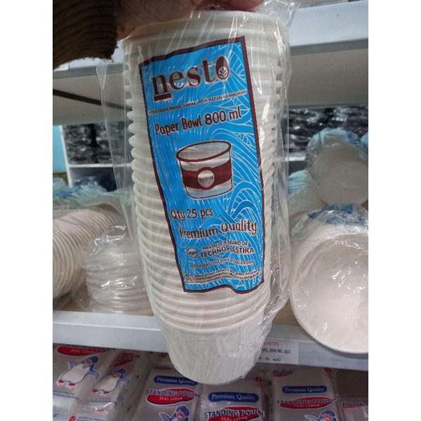 PAPER BOWL 800 ML + TUTUP/MANGKOK KERTAS TEBAL/CUP BOWL+TUTUP
