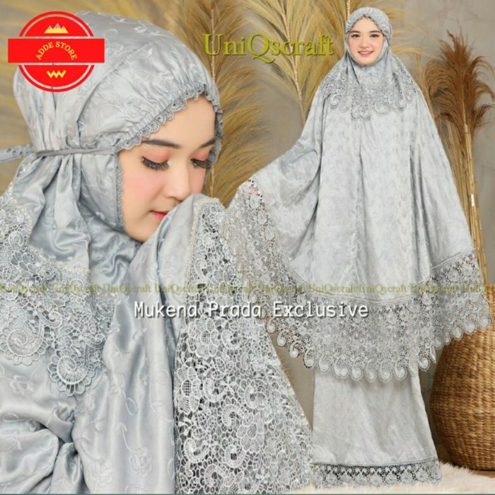 MUKENA RENDA KEONG PRADA SUTRA MILO PARIS FULL BORDIR WARNAMUKENA - Abu