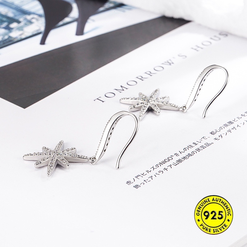 Anting Stud S925 Sterling Silver Bentuk Bintang Enam Sudut Anti Karat Untuk Wanita