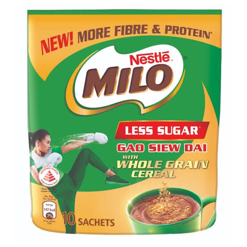 

10 Sachets Milo Less Sugar with Whole Grain Cereal