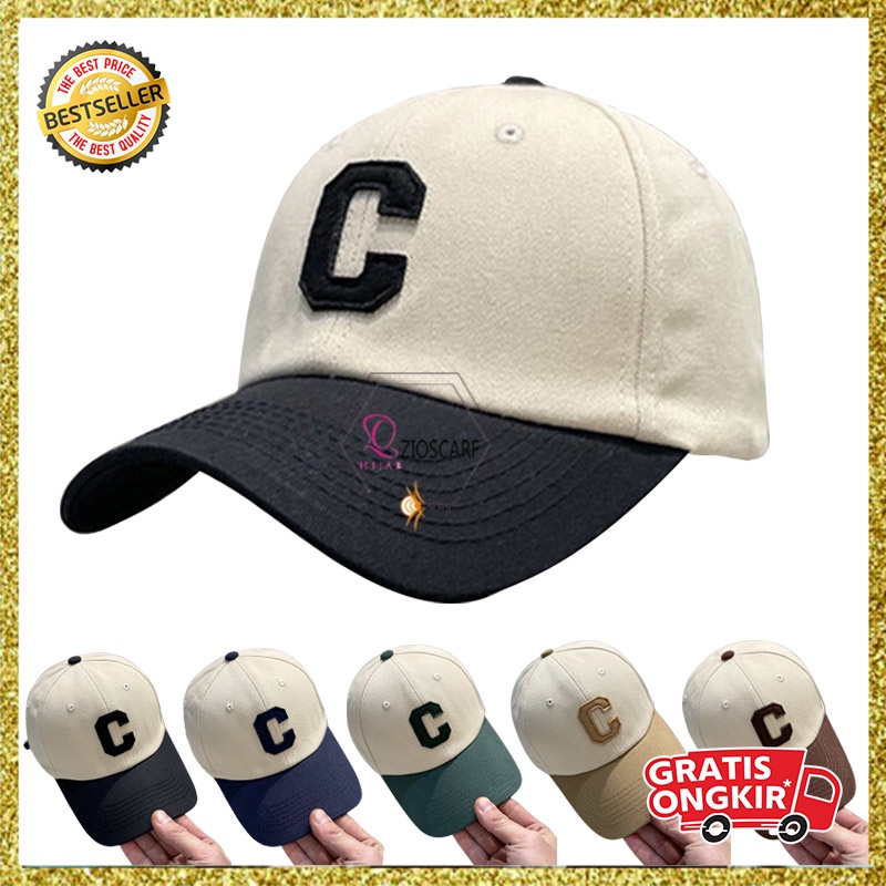 Topi Baseball Pria Wanita Unisex Bordir Huruf C Casual Cap Olahraga Sport Bahan import TWG