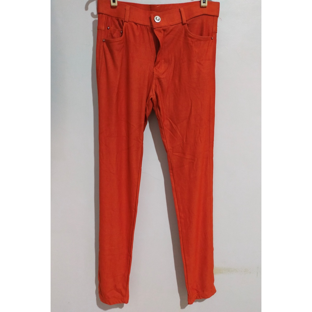 Saya Jeans celana panjang wanita jegging orange