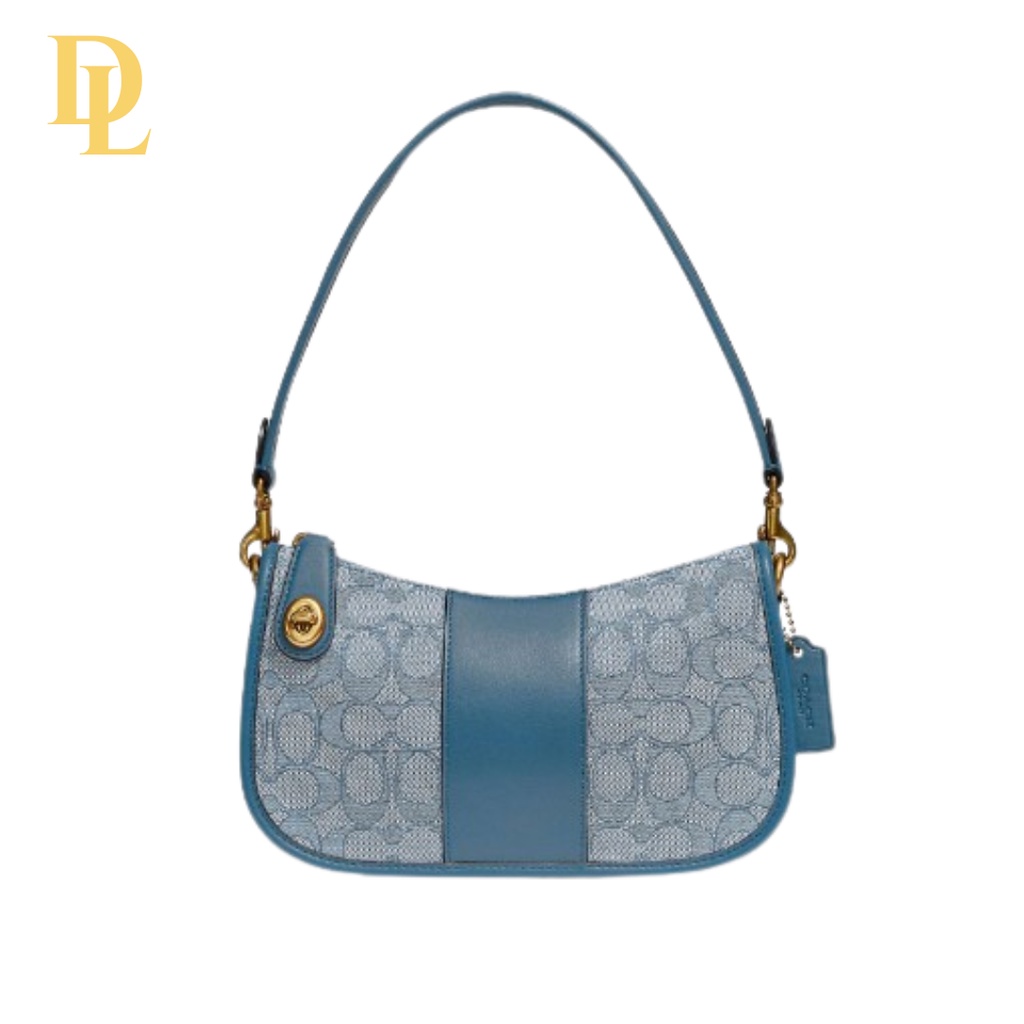 Coach Top Handle Swinger Bag in Marble Blue Azure (C0721)