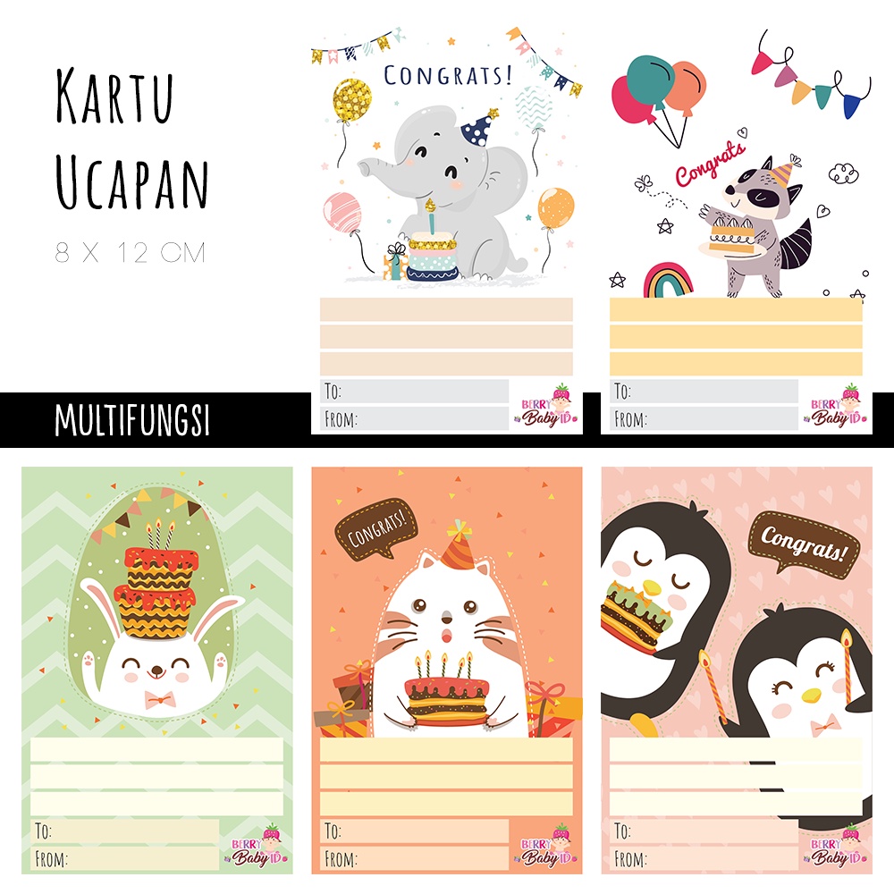 Berry Mart Kartu Ucapan Multifungsi Birthday Cards Kado Baby Bayi Anak Dewasa Congratulations Graduation Berry Mart