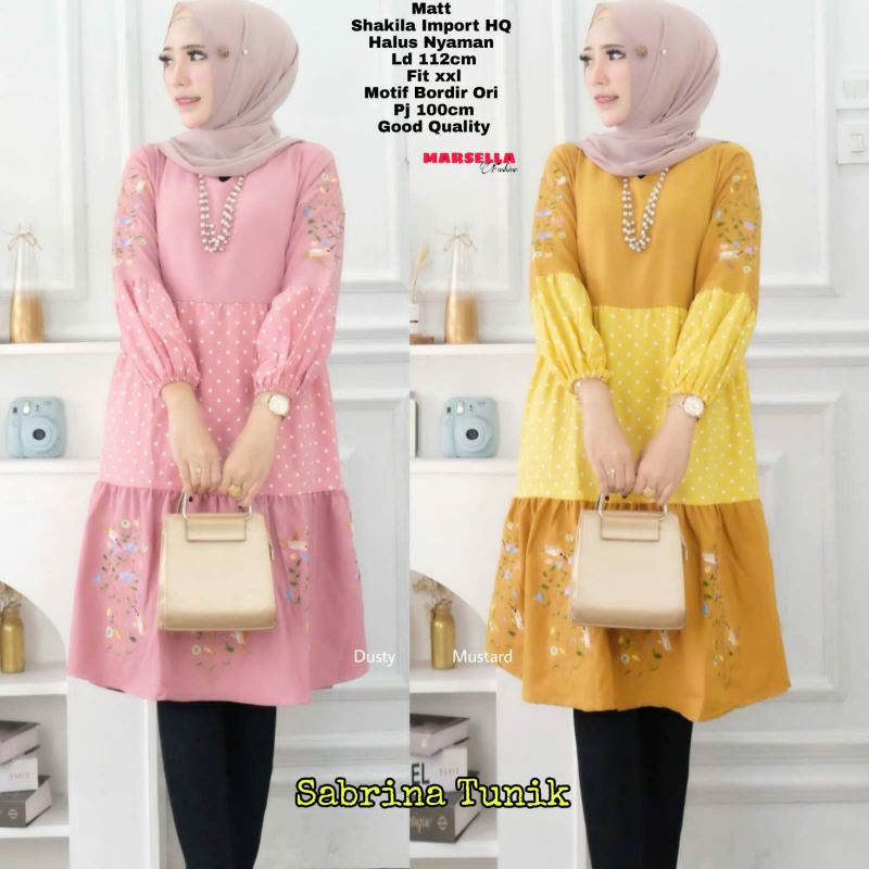 Atasan tunik shakila polka mix bordir bungan terbaru SABRINA TUNIK by Marsella solo