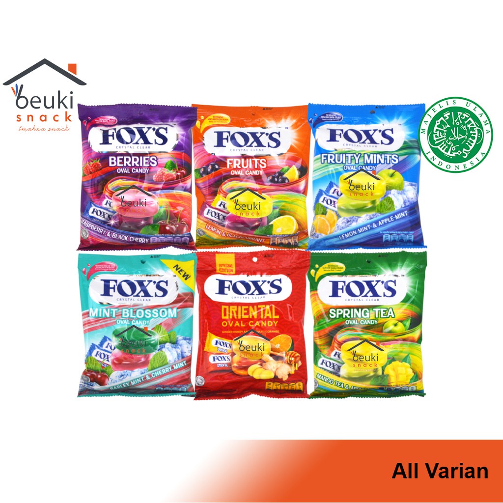 

Permen Fox Fox's Oval Candy Aneka Rasa Kemasan Pack 125gr