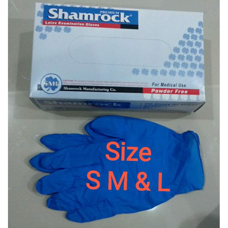 Sarung Tangan Shamrock Biru latex blue glove 10 Pcs