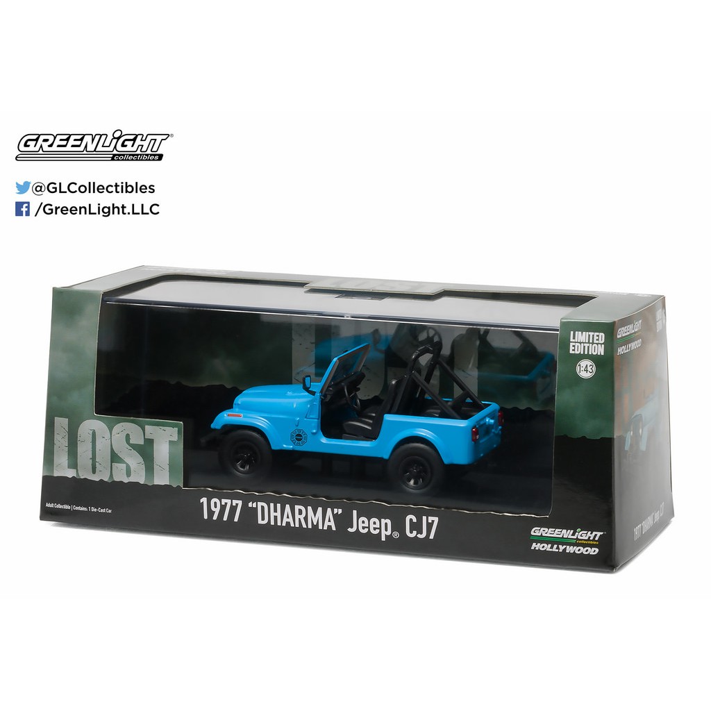 GREENLIGHT 1:43 HOLLYWWOD 1977 DHARMA JEEP CJ7 LOST