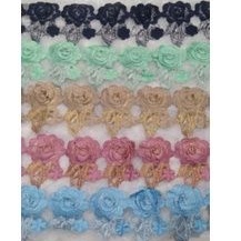 Renda Bordir bunga mawar tumpuk warna 1Meter Renda mawar tumpuk warna Bordir super murah. bordil apl