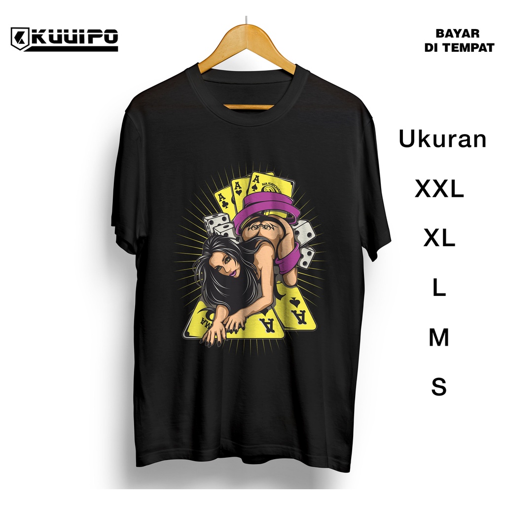 Baju kaos Distro gaul casino cewek gambar cewek sexy FTD
