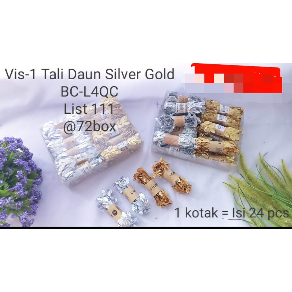 

tali rami daun emas atau silver 5 meter