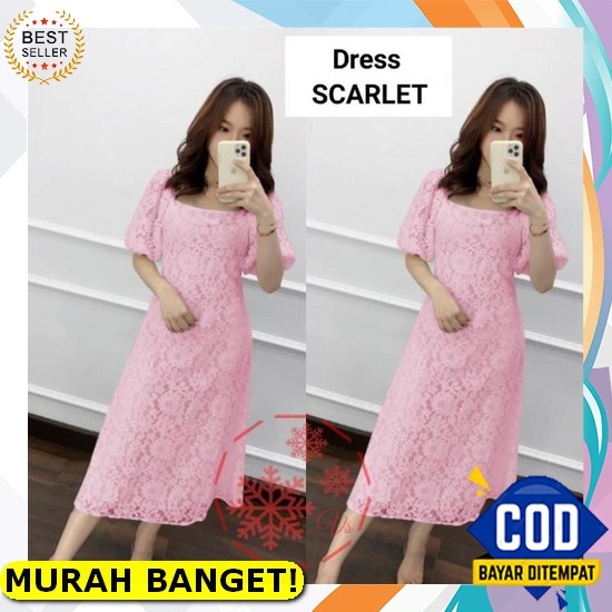 [Promo] Fuji Midi Dress Matt Wollycrepe Mix Renda Kerah Berkolar Kekinian Dress Midi Korean Style Mo