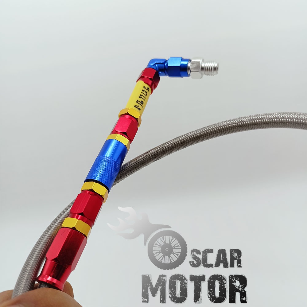 SELANG REM DEPAN PSI 95 CM SERAT CNC FULL WARNA GOLD RED BLUE VARIASI motor