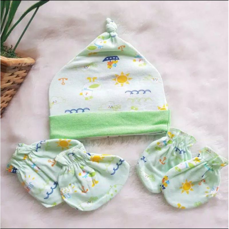 topi bayi vinata seet kaki dan tangan/1pcs