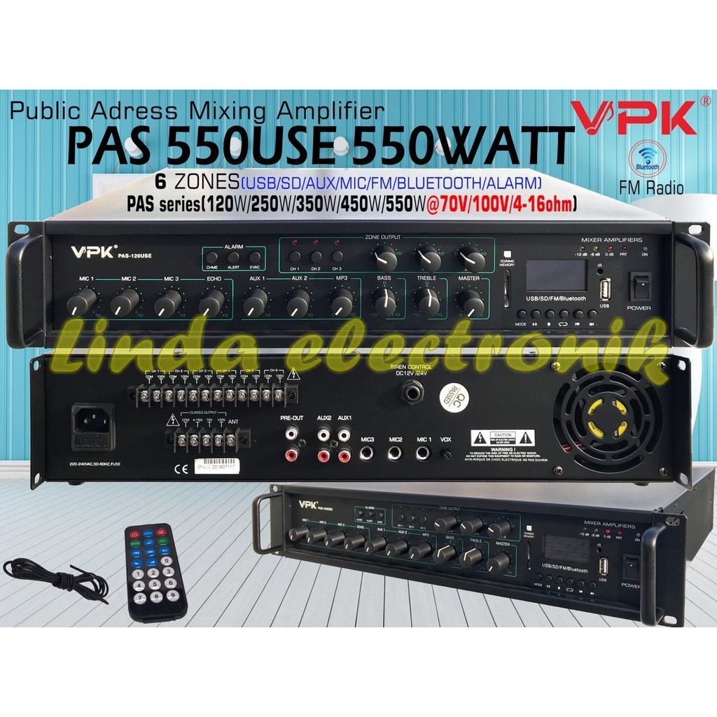 Amplifier Systems Vpk Pas120use 550watt 6zones Pas 120use