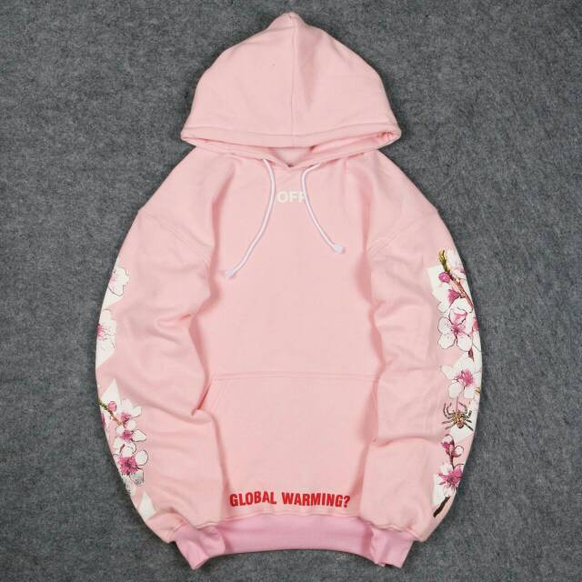 Jaket Hoodie off white pink