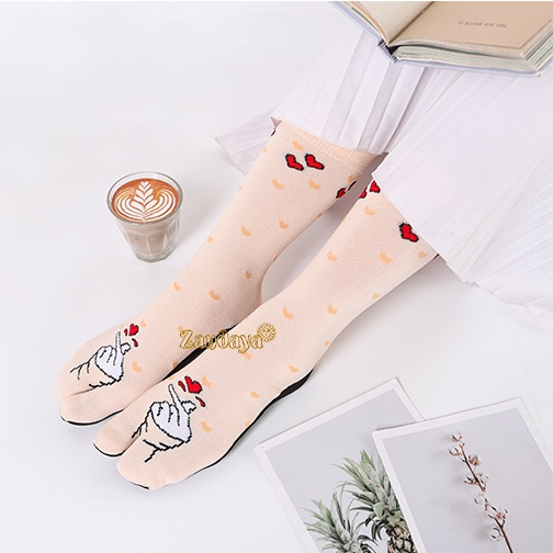 KAOS KAKI NILON PREMIUM JEMPOL WANITA MUSLIMAH MOTIF HATI BESAR