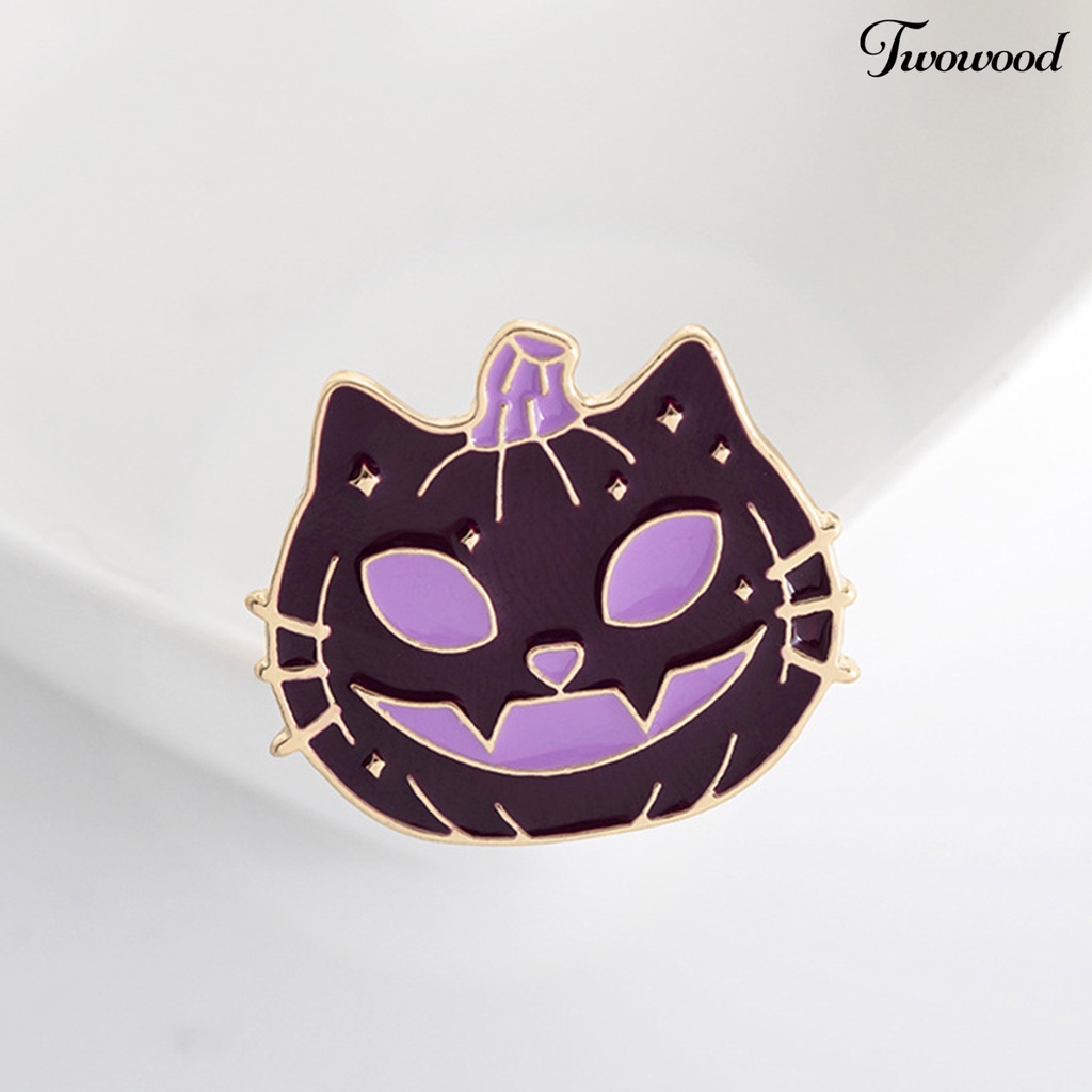 Twowood Halloween Brooch Anti-scratch Attractive Alloy Cartoon Pumpkin Brooch Pin for Backpack