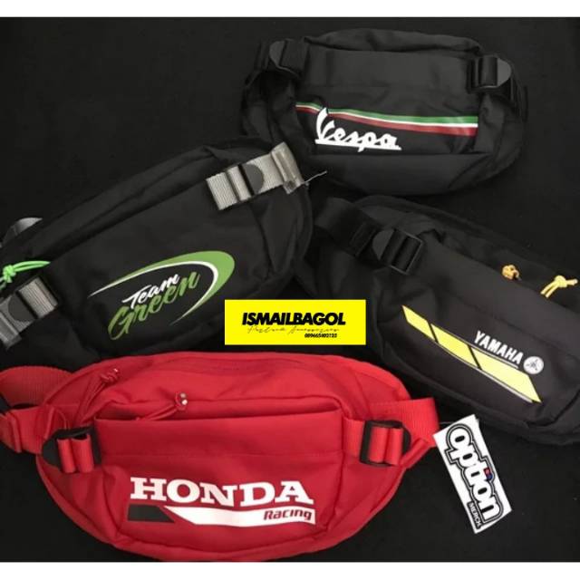 PROMO TAS MURAH TERLARIS Waistbag original option merch Honda Vespa yamaha team green Kawasaki