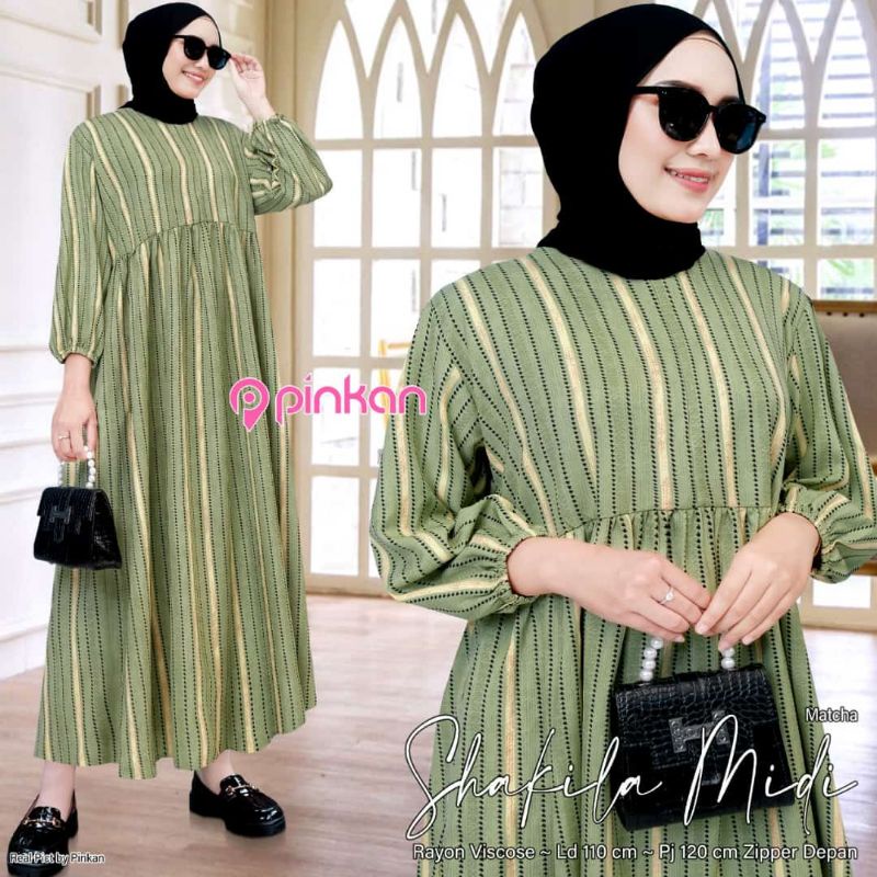 SHAKILA MIDI DRESS / MIDI DRESS RAYON / DRESS RAYON / MIDI DRESS PREMIUM / GROSIR BAJU MURAH / GROSI