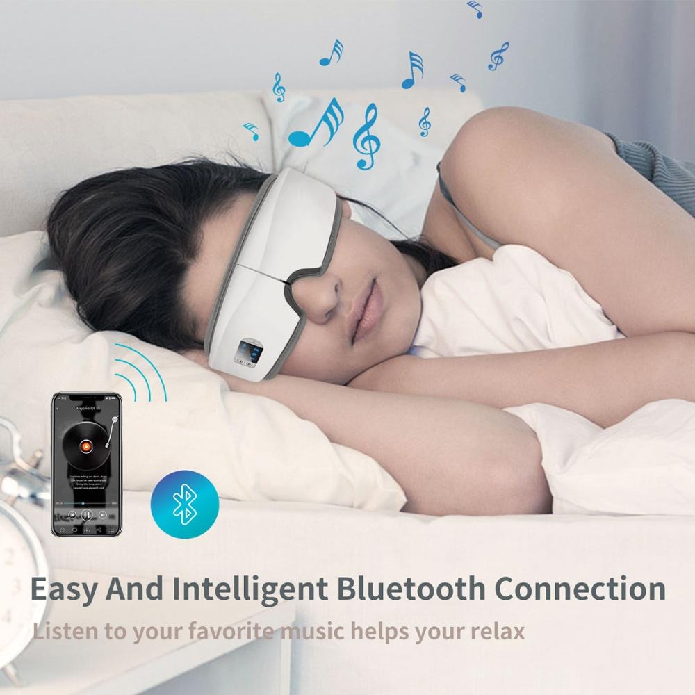 Alat Pijat Kompres Mata Smart Airbag Vibration Eye Massager Bluetooth Music - JB-018 - White