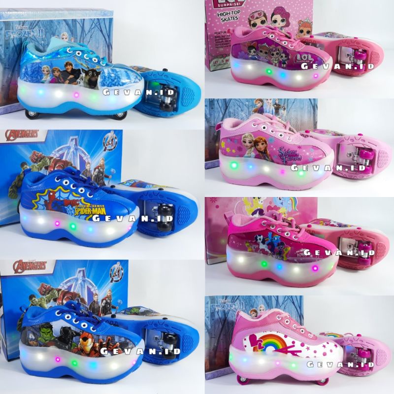 SEPATU RODA LED / SEPATU RODA KARAKTER / SEPATU RODA DISNEY /   SEPATU RODA LED ANAK