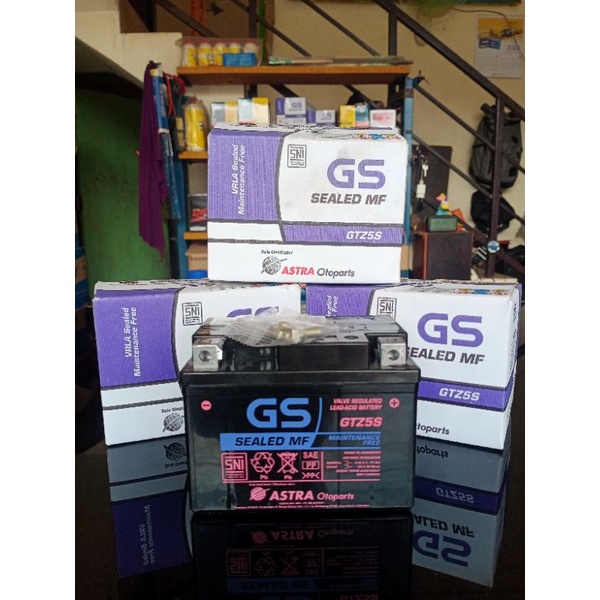 Aki kering MF GTZ-5S GS ASTRA ORIGINAL Honda Vario 110, Supra125, Revo, Beat, Yamaha Mio Injeksi GT,