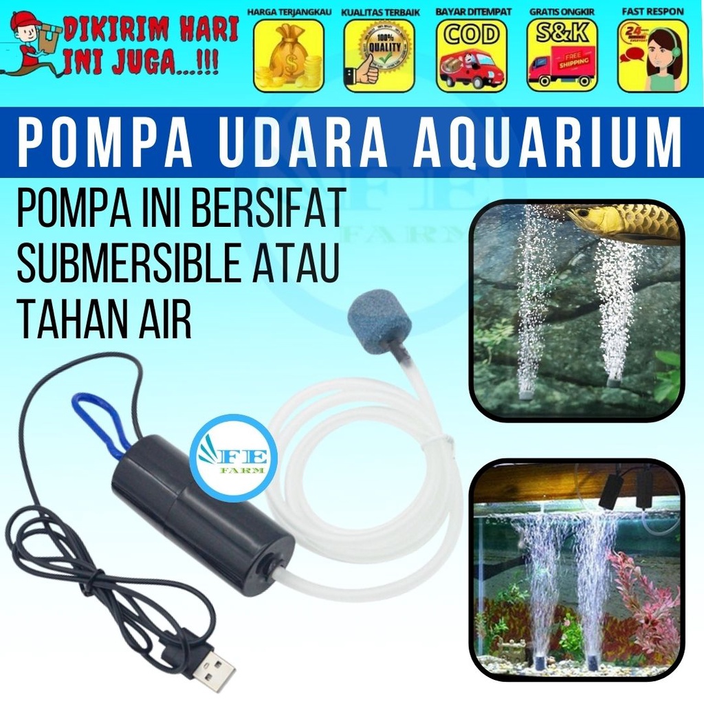 Pompa Aerator USB ac dc Airpump Aerator Usb Pompa Udara Aquarium Portable Pancing FEFARM