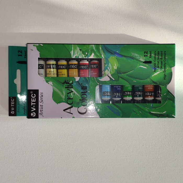 

(DISKON TERMURAH) V-Tec Acrylic Colours 6 ml 12 warna Cat Akrilik Lukis
