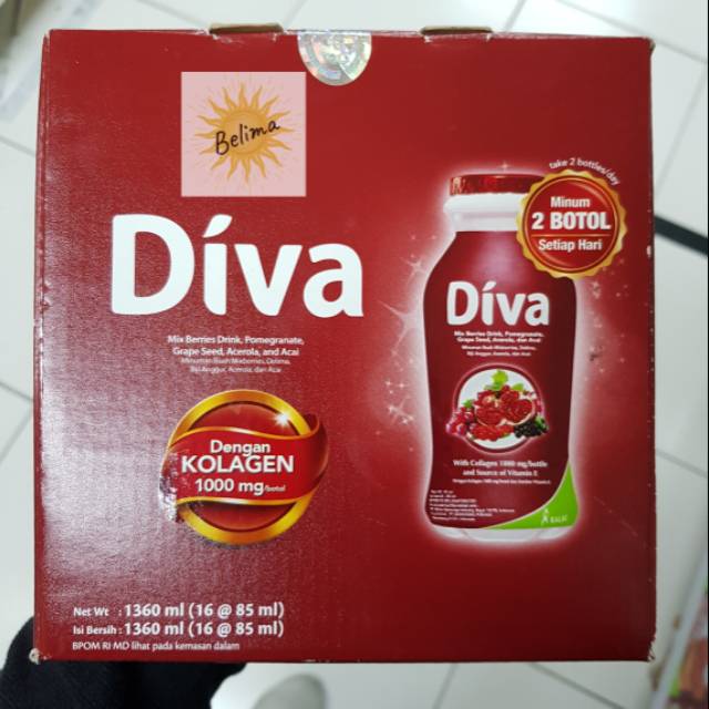 Diva Beauty Drink Mix Berries (16 @85ml) Collagen 1000mg & Vitamin E
