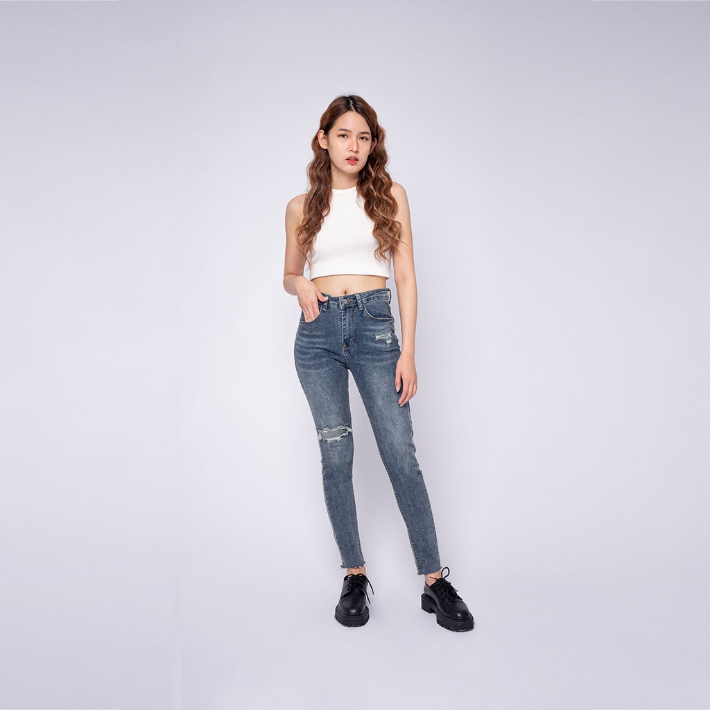 VIERLIN - Jeans 9125 - HIGH WAIST SKINNY RIPPED SOBEK MELAR STRECHT