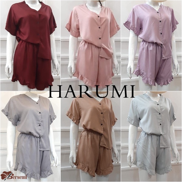 One Set Harumi l One Set Polos Premium l Available Jumbo l Rayon Premium l Lengan Pendek l Celana Pe