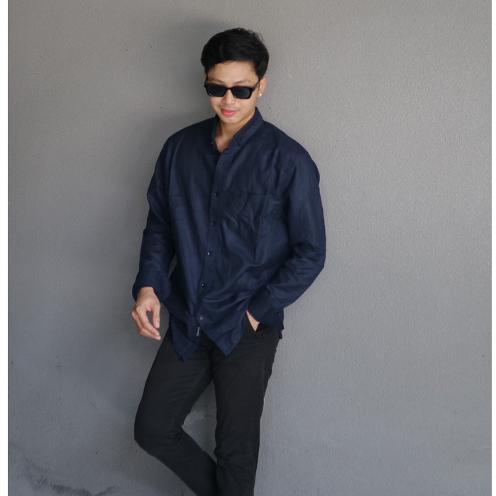 KEMEJA POLOS PANJANG FENNEL NAVY