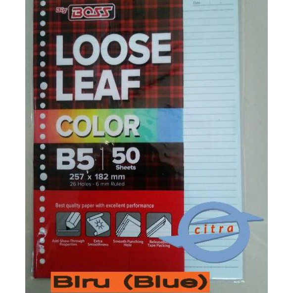 

♞PC849✵ Isi Binder B5 BIGBOSS isi 50 Lembar 26 lobang ♕