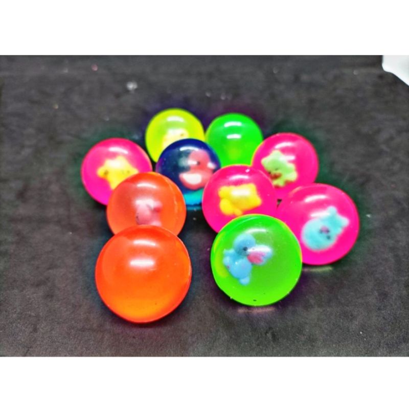 MAINAN ANAK BOLA BEKEL KARET KARAKTER LUCU isi 10pcs/pack