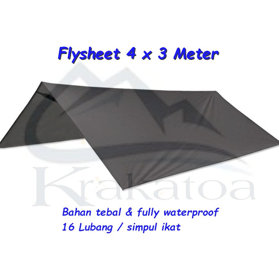 【Warna ~ COD】 Flysheet 3x4 Meter Waterproof 16 Lubang Lobang` Tenda Anti Air 4x3 m` 3*4 Bivak 4*3