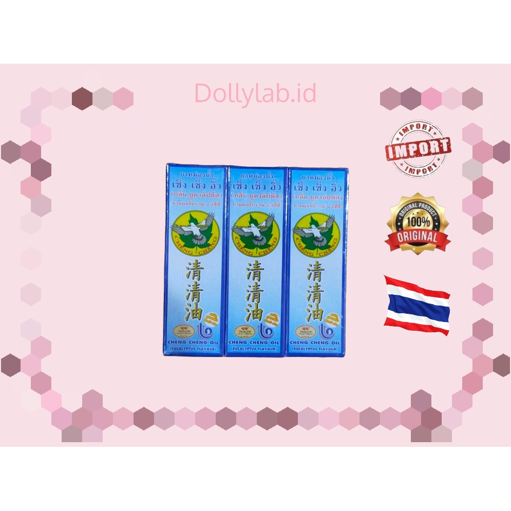 Cheng Cheng Oil Thailand Original Aroma Eucalyptus Flavour Minyak Angin Inhalant Herbal Roll On Biru 23 ml 100% ORIGINAL