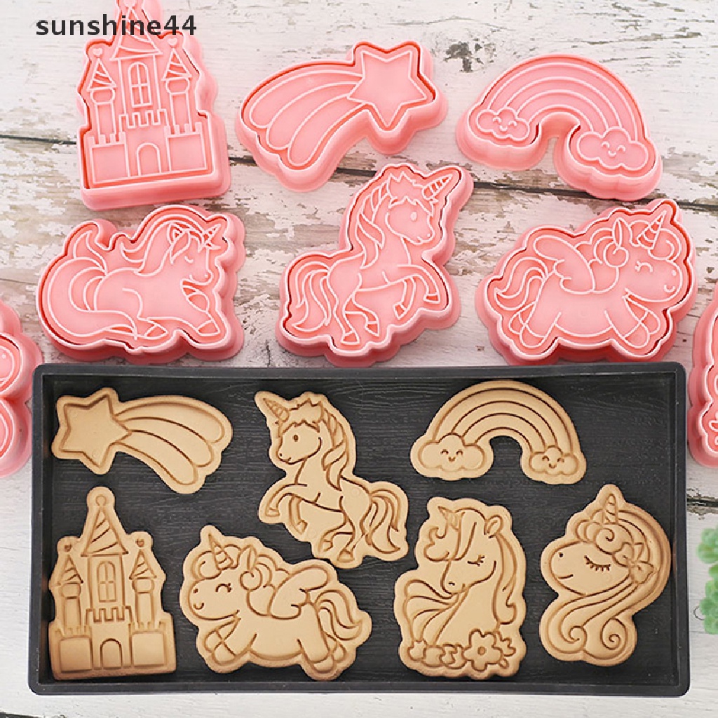 Sunshine 8PCS Cetakan Biskuit / Kue Bentuk Kartun Kuda Bahan Plastik