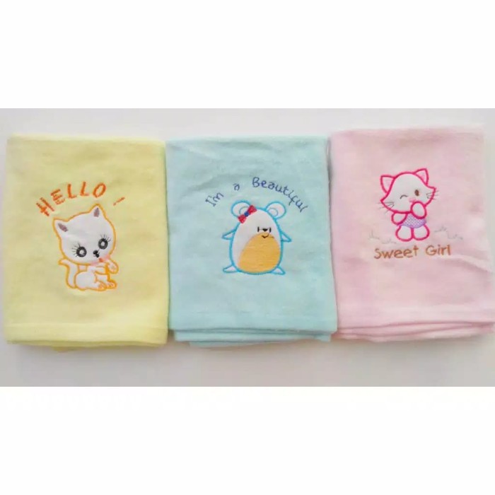Handuk bayi gambar BORDIR perlengkapan mandi bayi-1