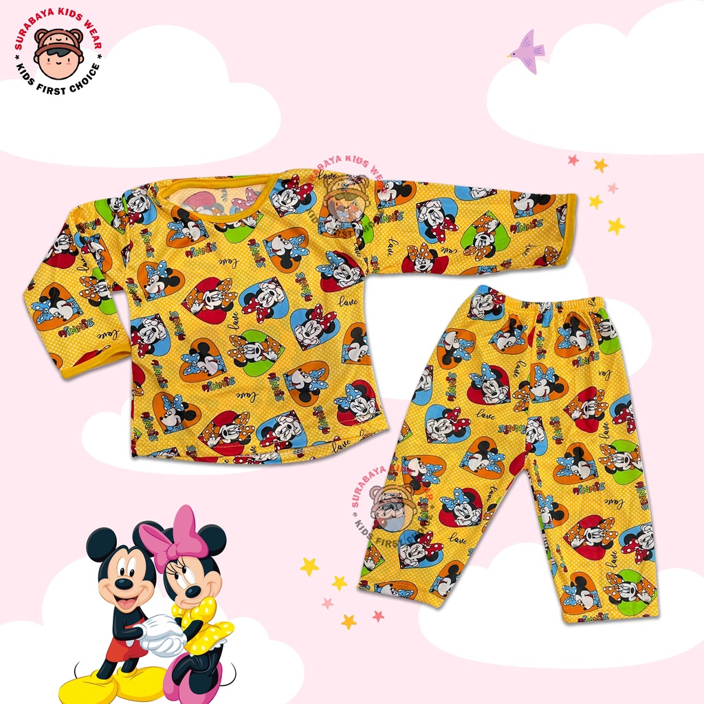 Setelan Piyama Anak Lengan Panjang Bintik Motif Minnie