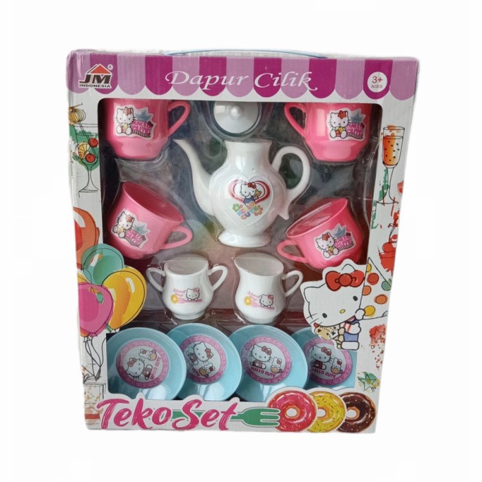 Mainan Teko Set Hello Kitty BESAR Piring Gelas Pelengkap Masak Masakan