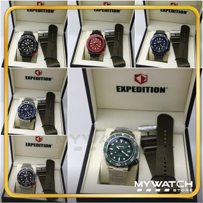 Jam Tangan Automatic Diver Expedition Expedition E 6809 MA E6809 Pria Otomatis Rantai Free Nylon