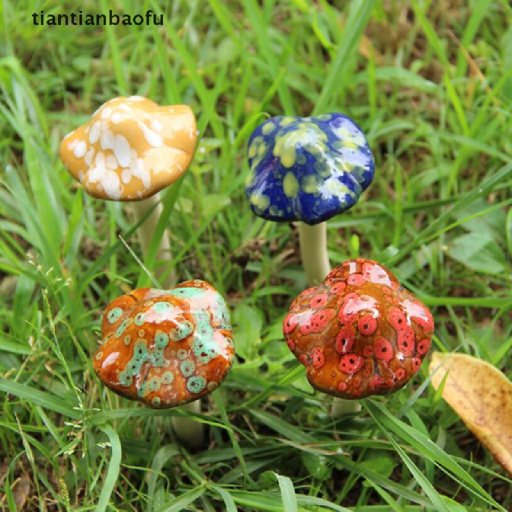 [tiantianbaofu] Ceramic Simulation Mushroom Model Bonsai Ornament DIY Home Garden Lawn Decor Boutique